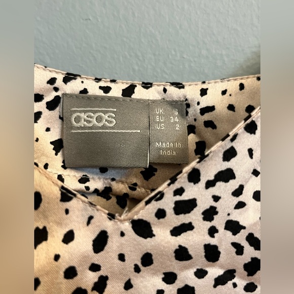 ASOS Dalmatian Print Champagne and Black Satin tank Top - Picture 2 of 4